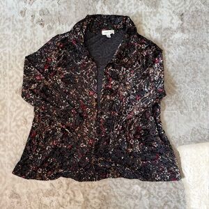 Y2K Vintage Burnt Velvet Silence+Noise Black & Red Whimsigoth OpenTop size 1 S/M